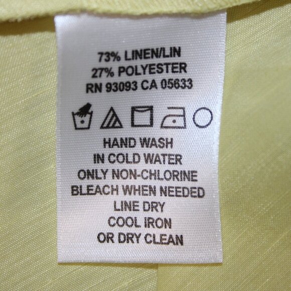 Nic + Zoe Sz S Yellow Collar Button 3/4 Sleeve Linen Polyester Blend Classic Top - Picture 10 of 13